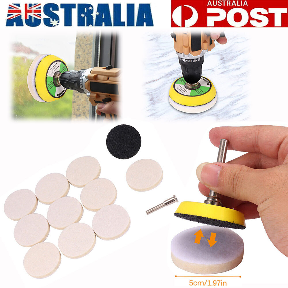 10pcs 50mm Wool Felt Polishing Pads Buffing Wheel Disc For Dremel Rotary 6mm