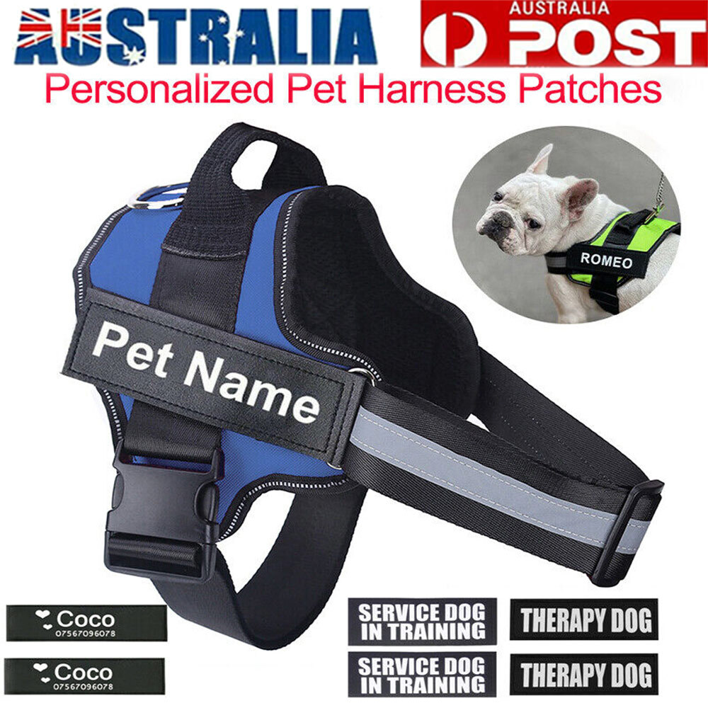 Personalized Name Patches For Dog Harness ID Tag Replacement Black Fabric 3x11cm