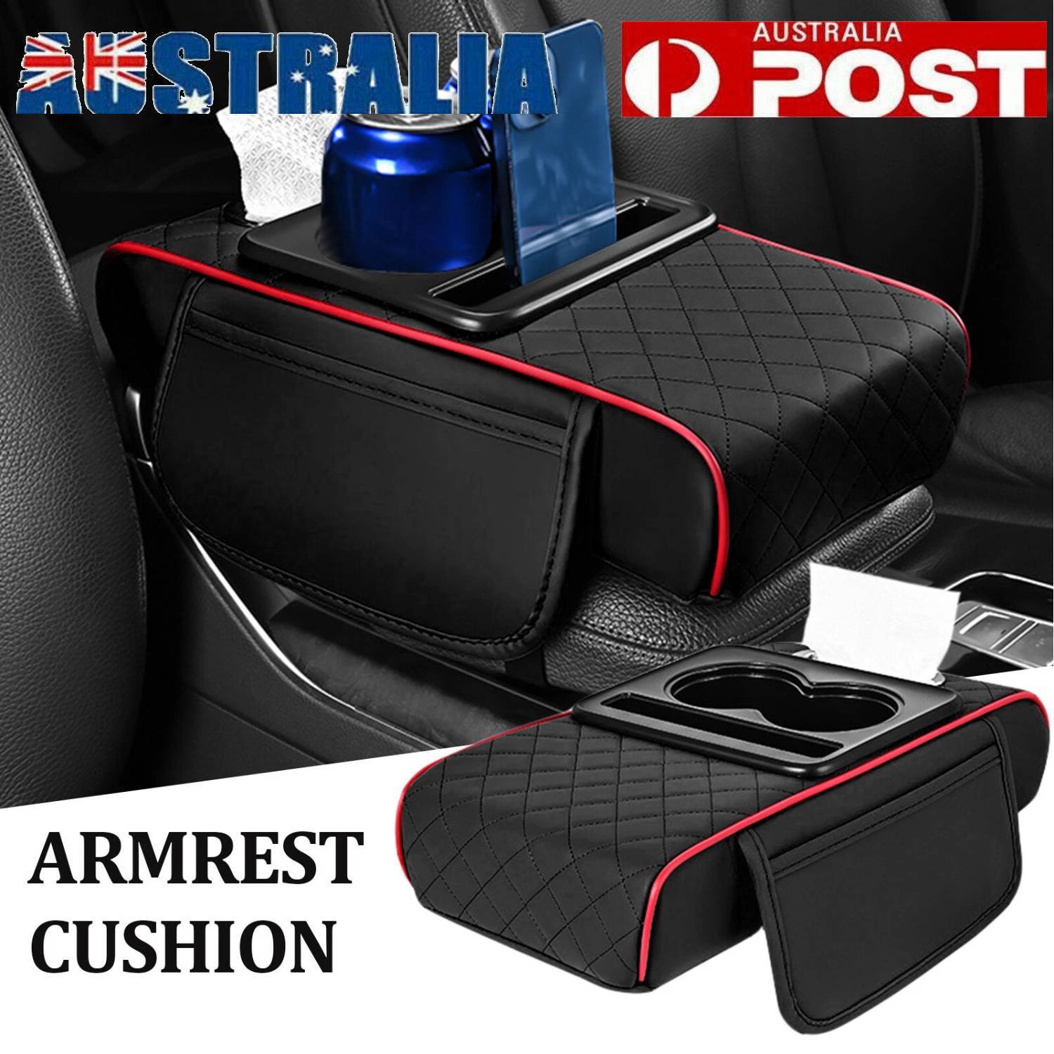 Universal Car Center Console Height Increasing Armrest Cushion Pad PU Leather