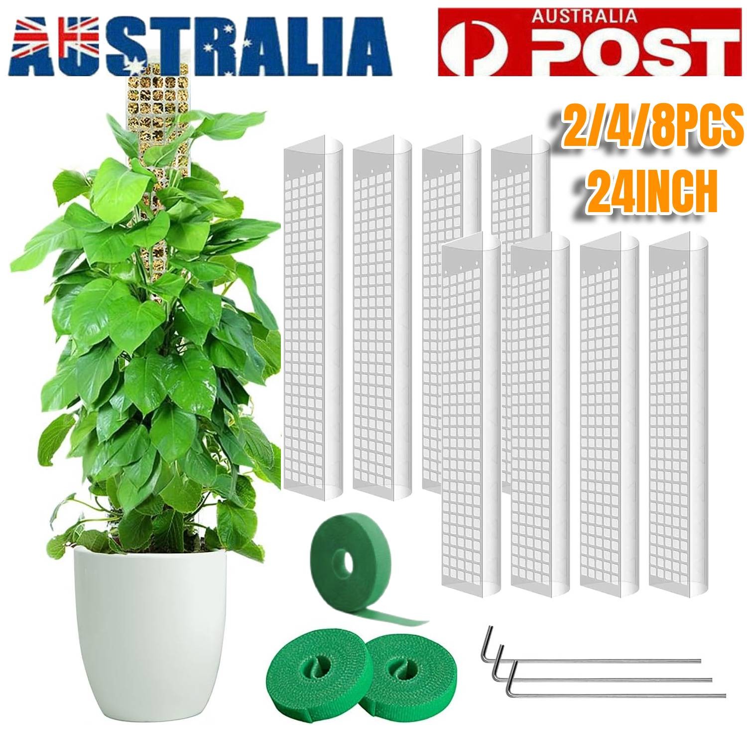 2PCS Plastic Moss Pole Monstera Plant Support Stackable Climbing 24 inch White