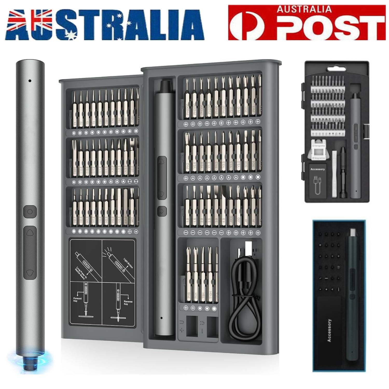 75 IN 1 Cordless Electric Precision Screwdriver Kit Rechargeable 320mAh Black