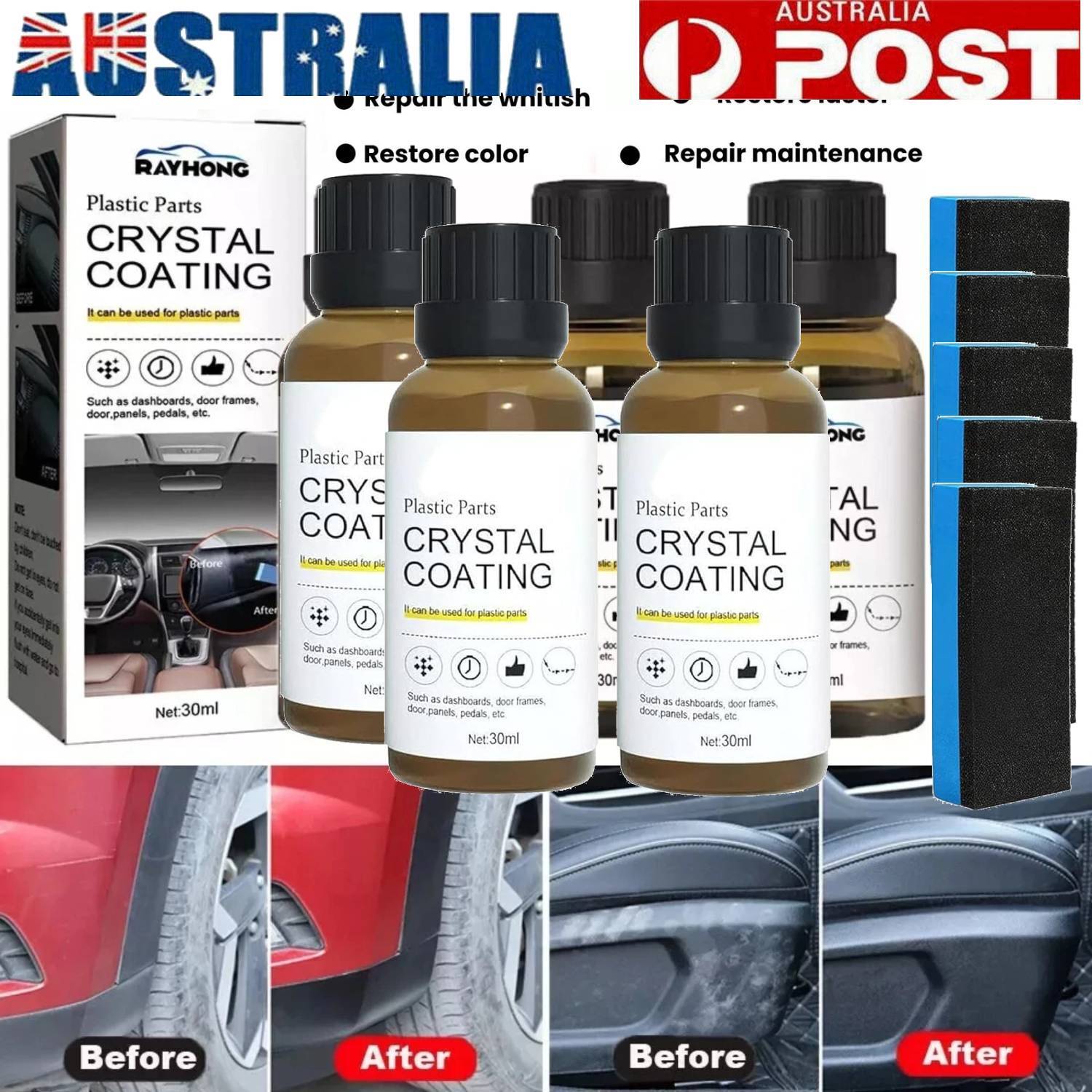 Plastic Refurbishing Agent 30ml Car Interior Parts Coating Gloss Protection