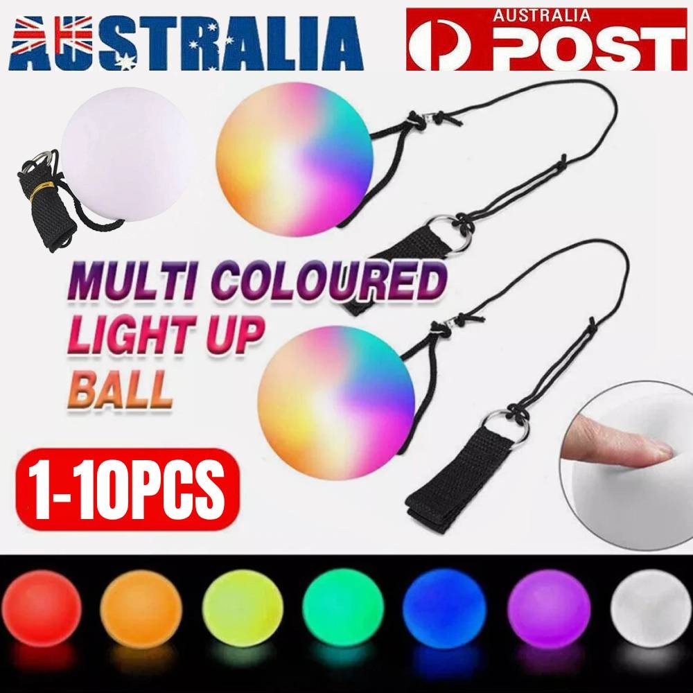 Colorful LED Glow Ball Belly Dance Hand Prop 8cm 70CM Rope Batteries Included