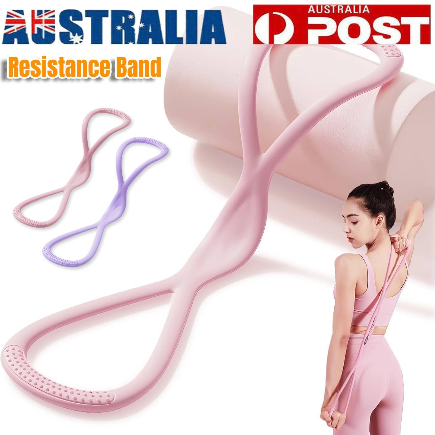 Figure 8 Resistance Bands Back Training Rubber Handles Purple 15lbs 46x11.5x