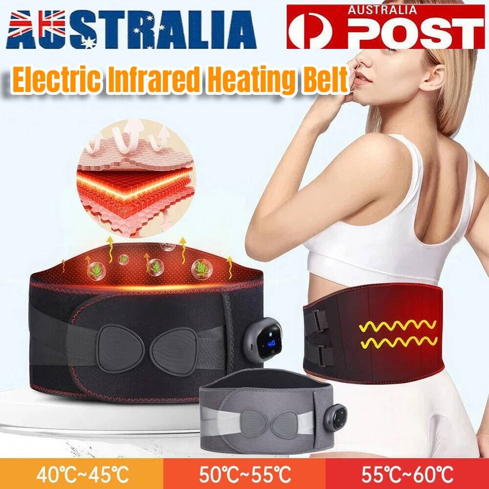 Electric Infrared Heating Vibration Lumbar Back Massage Relief Black 2000mAh