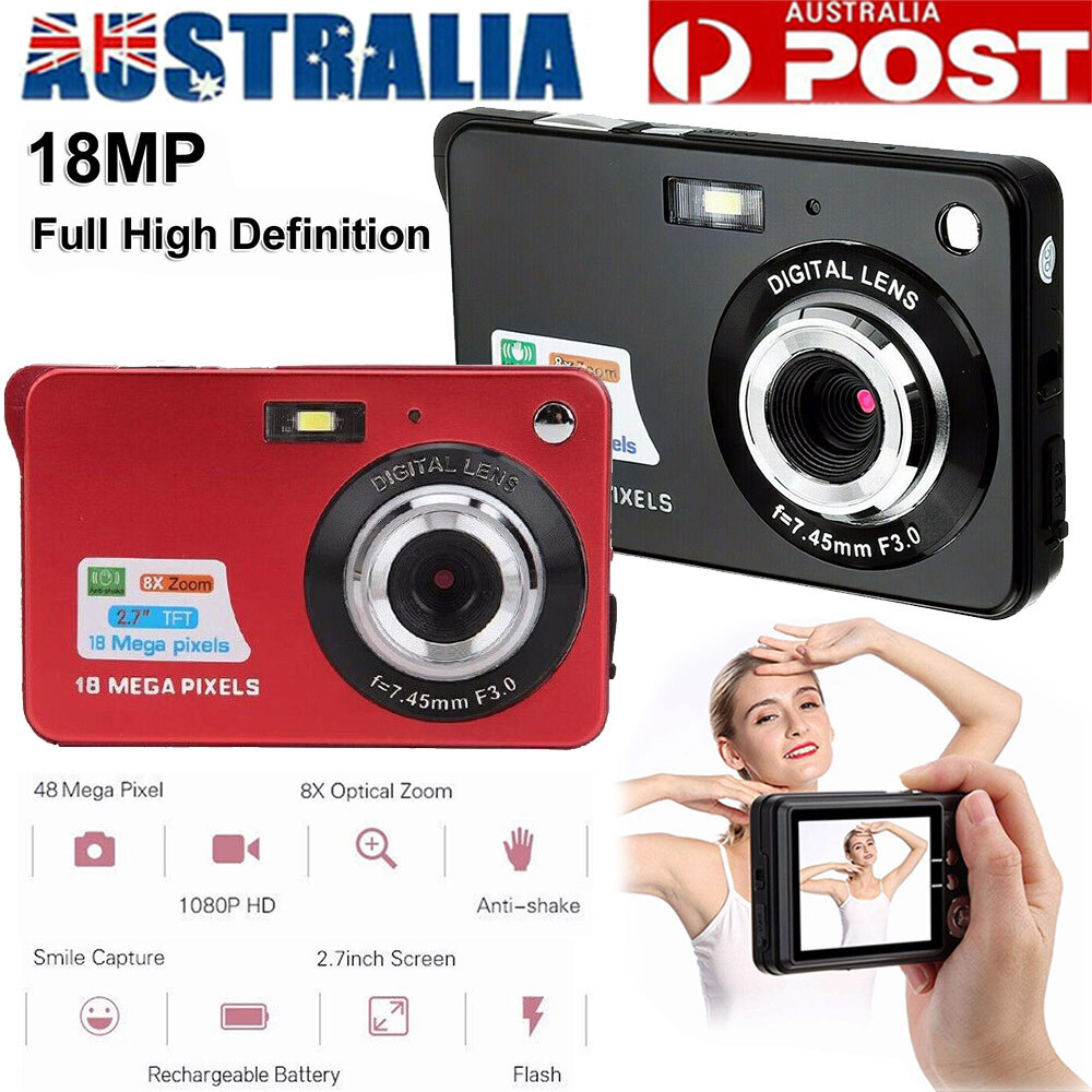Digital Camera 18MP 1080P Camcorder 8X Zoom Anti-Shake 2.7 Inch Screen Flash