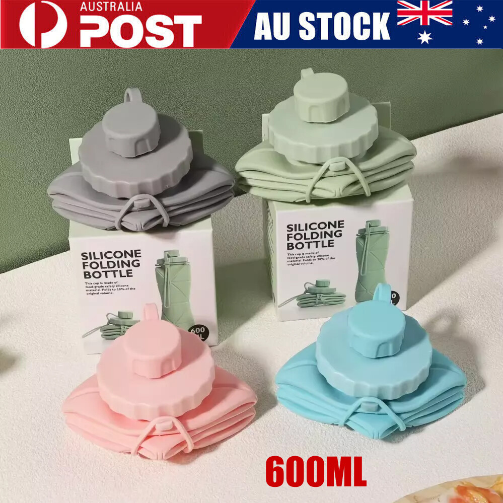 600ml Collapsible Silicone Bottle Foldable Reusable Leak-proof Travel Hiking