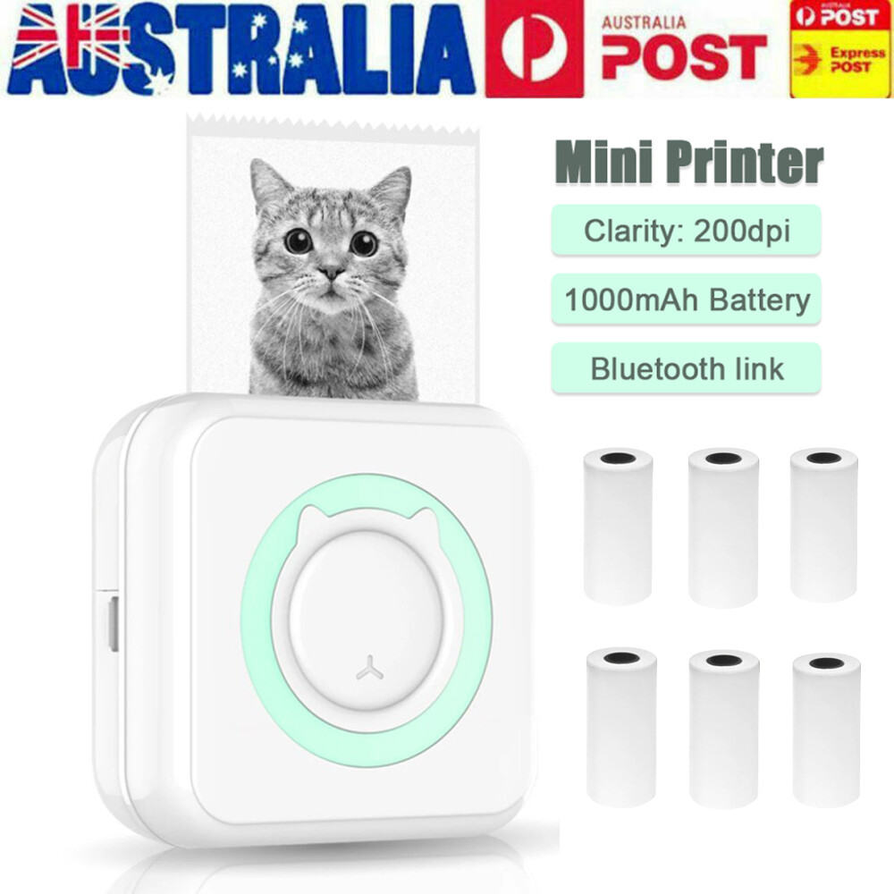Wireless Bluetooth Label Printer Mini Portable Pocket Thermal 6 Rolls 200DPI