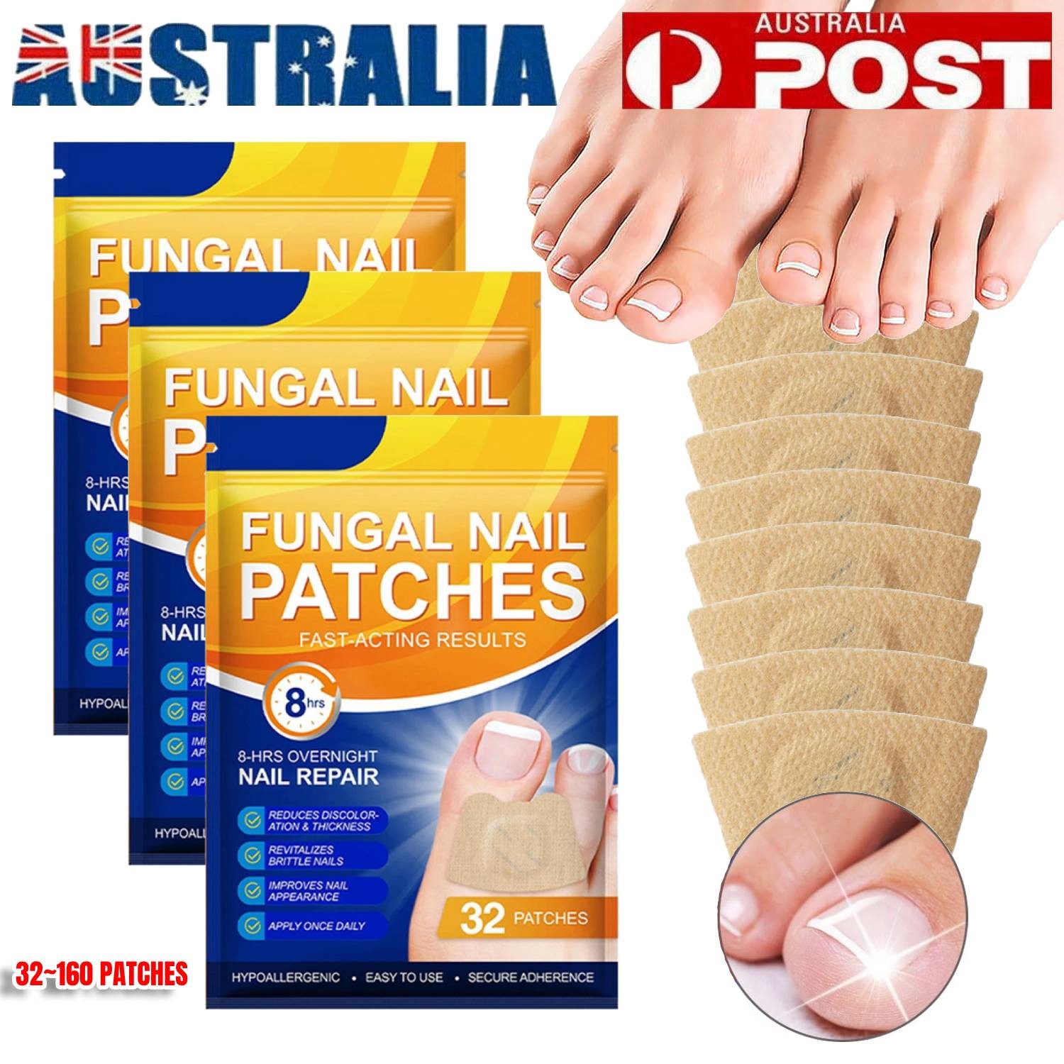 32pcs Extra Strength Toenail Fungus Treatment Patches 8-Hour Overnight Repair