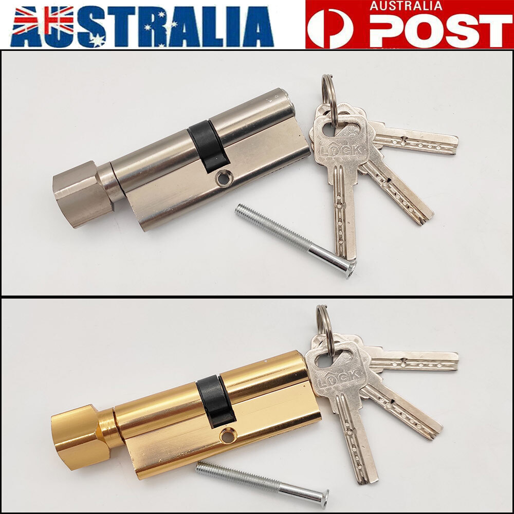 Screen Door Security Lock Cylinder Replacement 3 Keys Silver Adjustable Aluminum