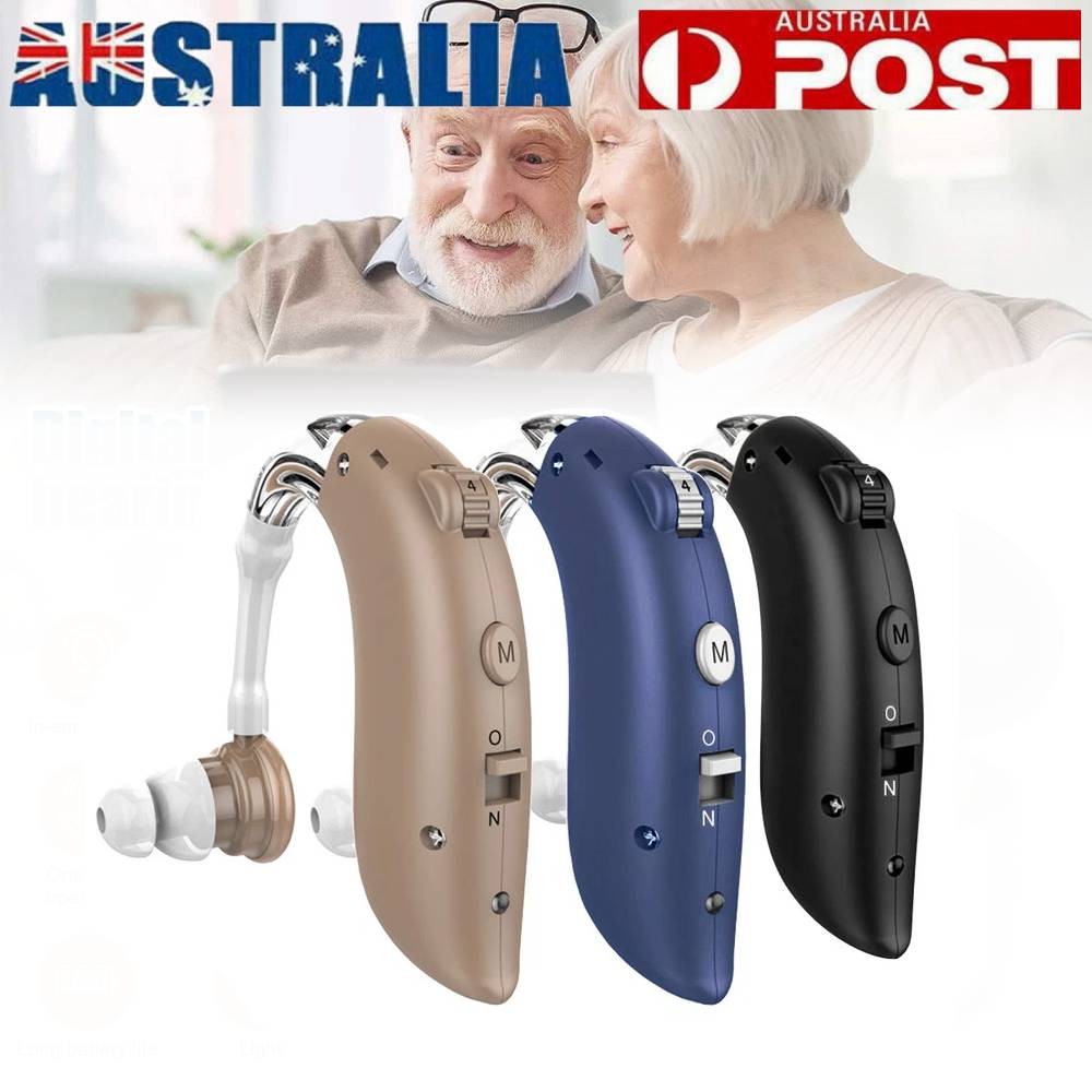 Rechargeable Hearing Aids Seniors Noise Cancelling Amplifier Black 4 Modes USB