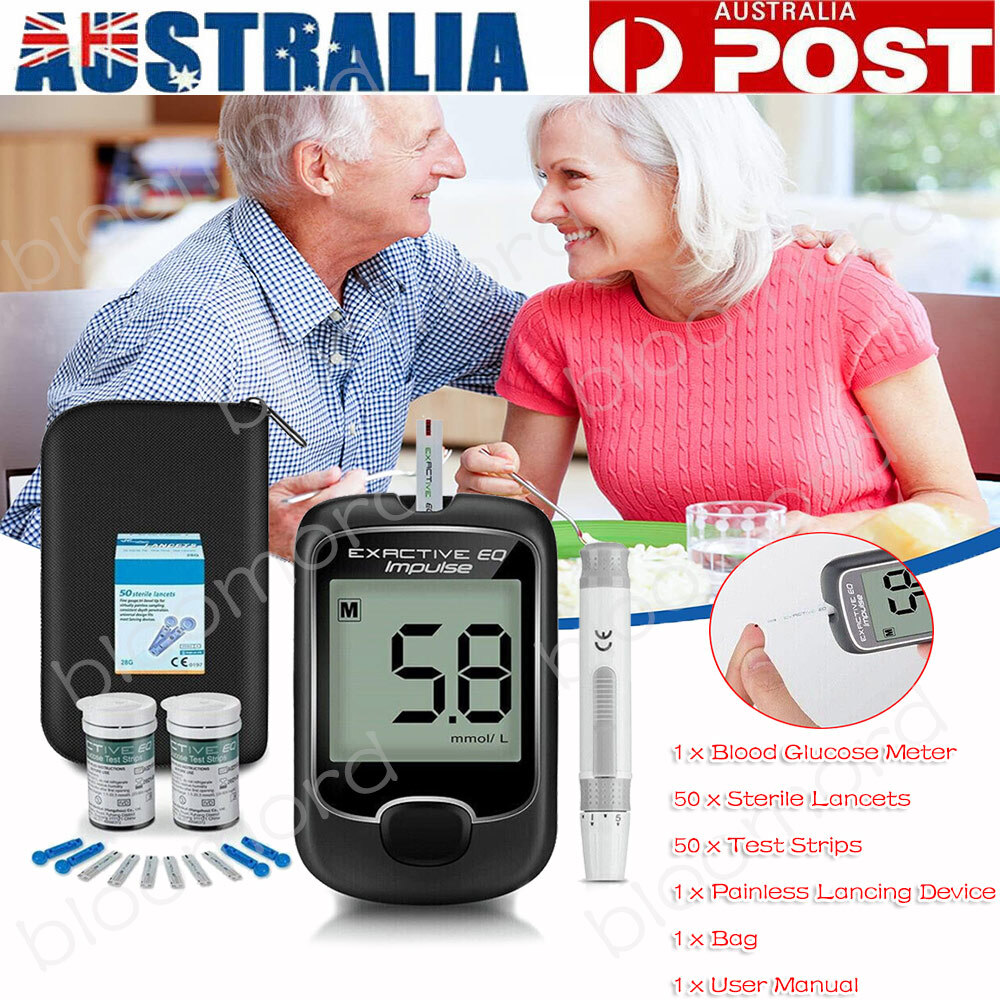 Blood Glucose Monitor Diabetes Testing Kit Exactive EQ 50 Test Strips Black