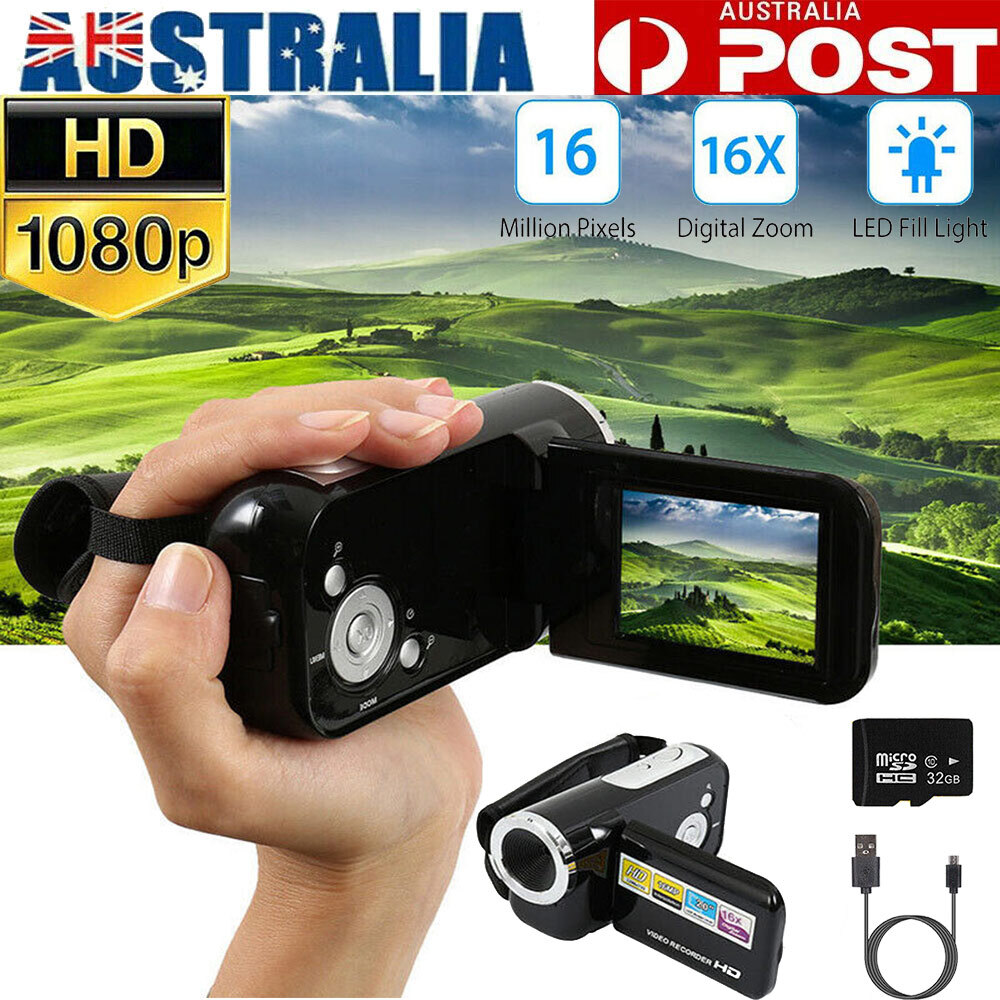 Digital Video Camcorder 16X Zoom 1080P YouTube Vlogging Recorder Black Handheld