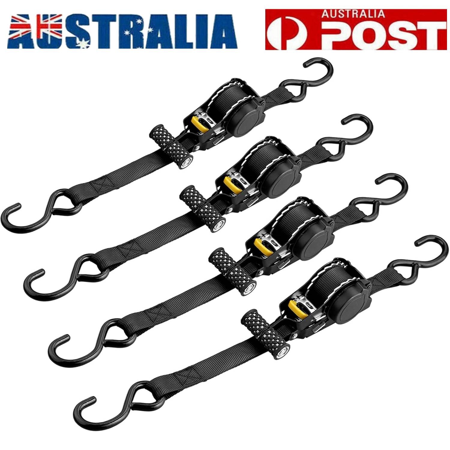 1 Pack Heavy Duty Auto Retractable Ratchet Straps 330cm Polyester 680kg Hook