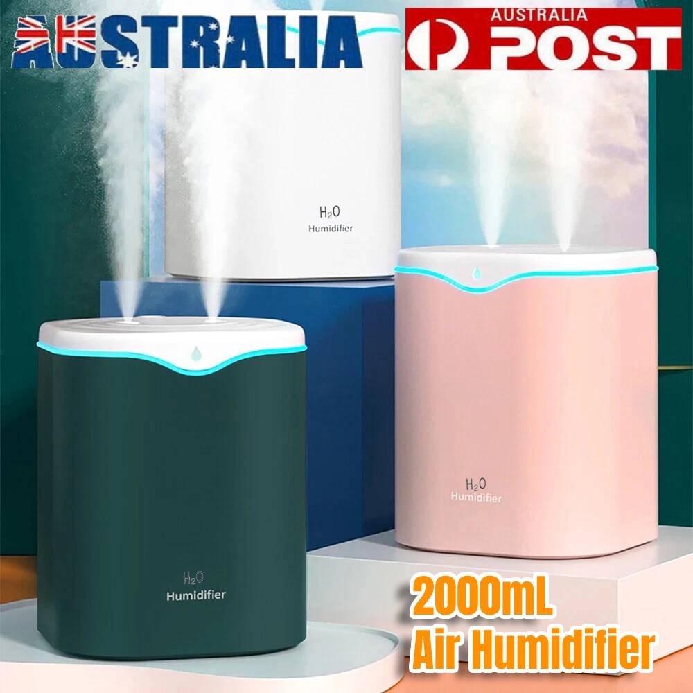 Portable Air Humidifier Ultrasonic Cool Mist USB Diffuser 2000mL White Bedroom