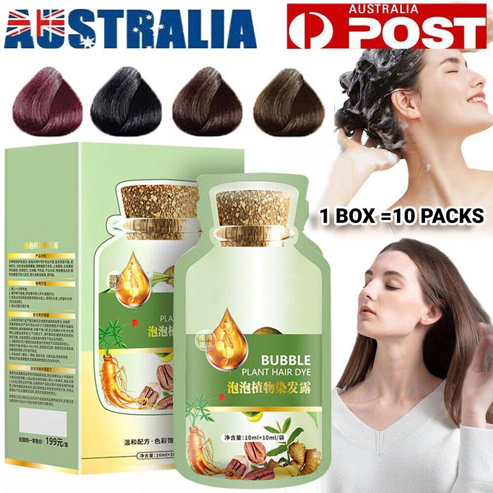 Botanical Bubble Hair Dye Shampoo 20mlx10 Packs Temporary Color Natural Black