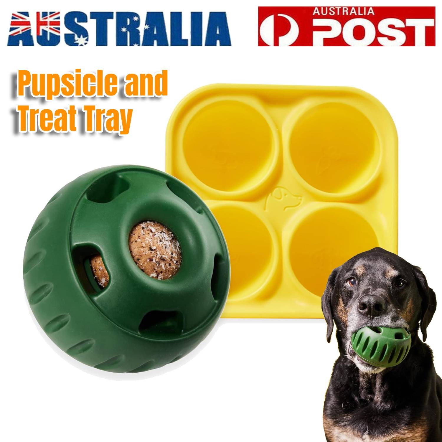 Dog Feeding Toy Silicone Chew Toy Treat Dispensing Ball Tray Mold Yellow 1Set
