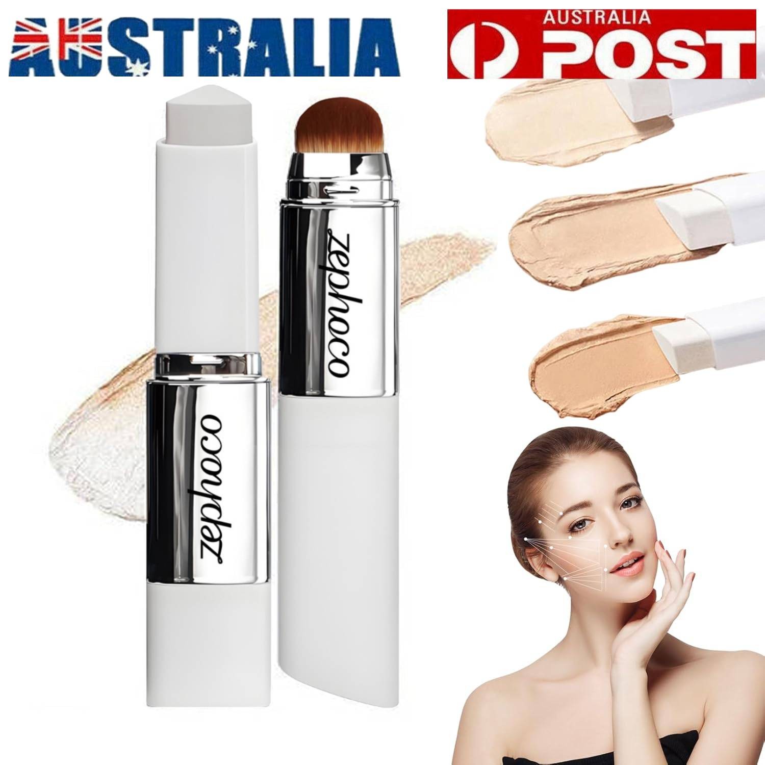 2 in1 Foundation Concealer Stick Color-changing Moisturizing 13g Full Coverage