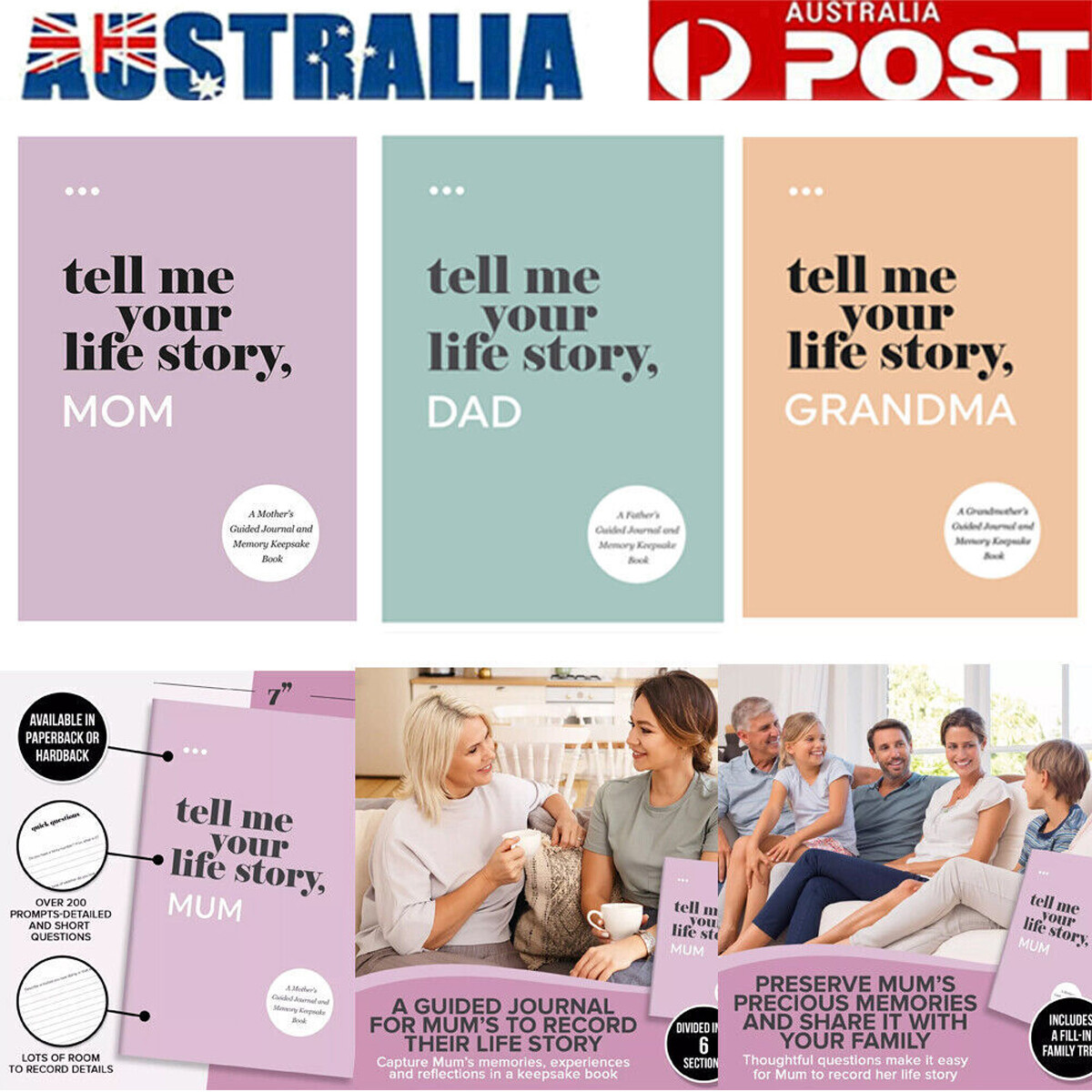 Tell Me Your Life Story Guided Journal Memory Keepsake 200 Questions 122 Pages