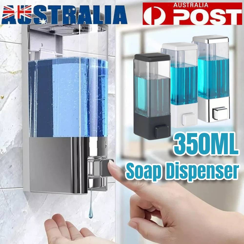 Wall Mounted Soap Dispenser 350ml Plastic Bathroom Hand Wash Shampoo Gel Suction