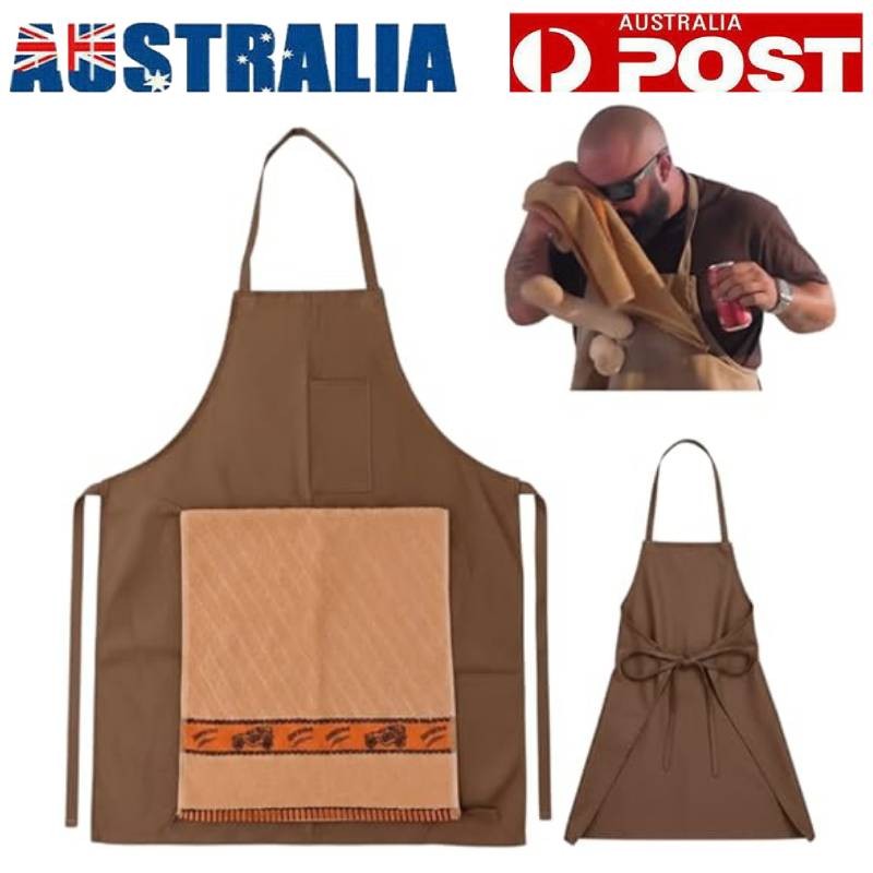 Funny Chef Prank Apron Hidden Surprise Pocket Gag Gift Men Fabric Adjustable