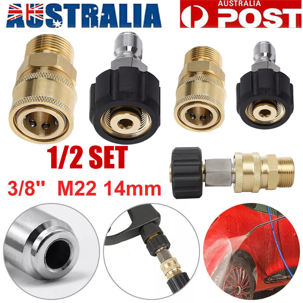 Pressure Washer Hose Adapter M22 14mm 3/8 Quick Connect Couplers 5000PSI Swivel