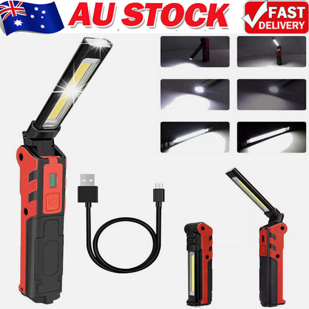 USB Rechargeable COB LED Magnetic Work Light 270 Rotation Hook IP65 0-360 Lumen