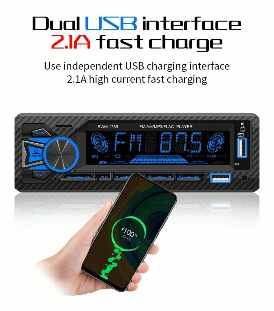 YuanTing Car Stereo SWM-616 1 DIN Bluetooth MP3 USB AUX AM FM 60W Output Player