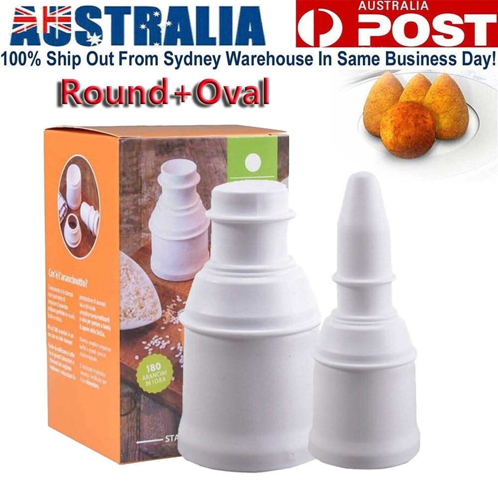 2x Arancini Maker Rice Ball Mould Meatball 160 Grams Plastic Round Oval White