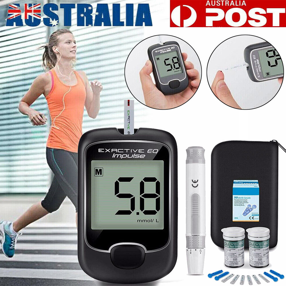 Exactive EQ Blood Glucose Monitor Diabetes Testing Kit 50 Test Strips Black