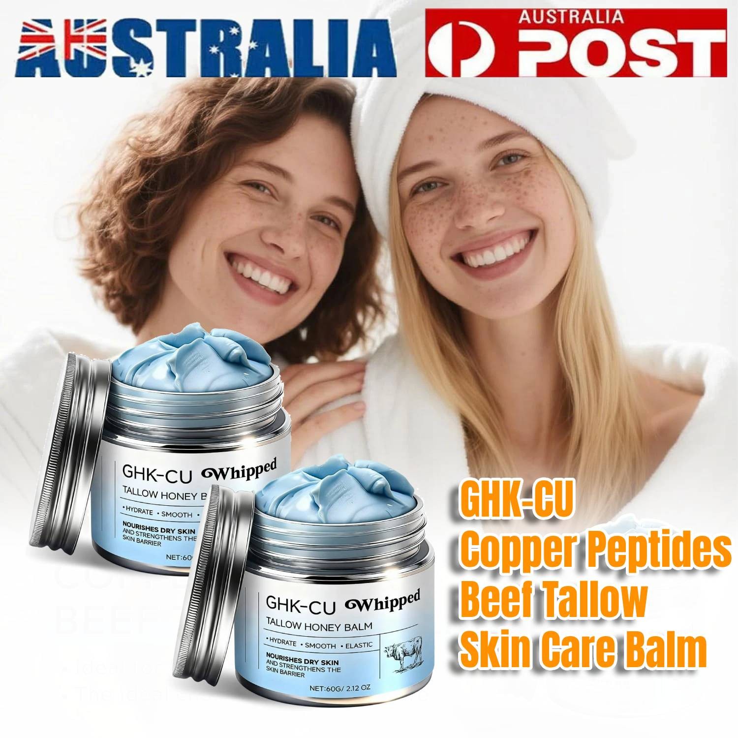 GHK-Cu Copper Peptides Beef Tallow Balm Manuka Honey Vitamin Face Moisturizer
