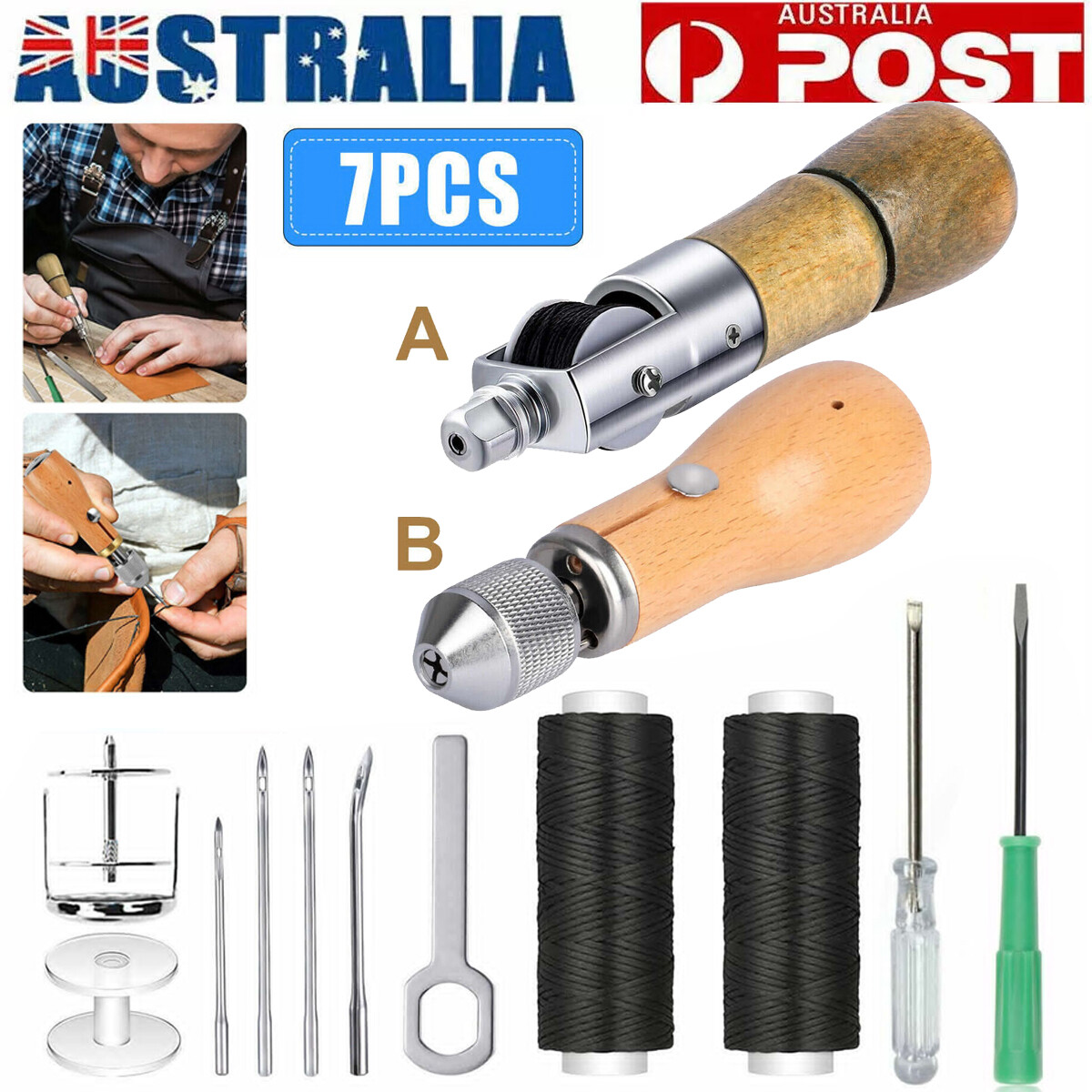 Speedy Stitcher Sewing Awl Kit Leather Sail&Canvas Heavy Repair Waxed Thread