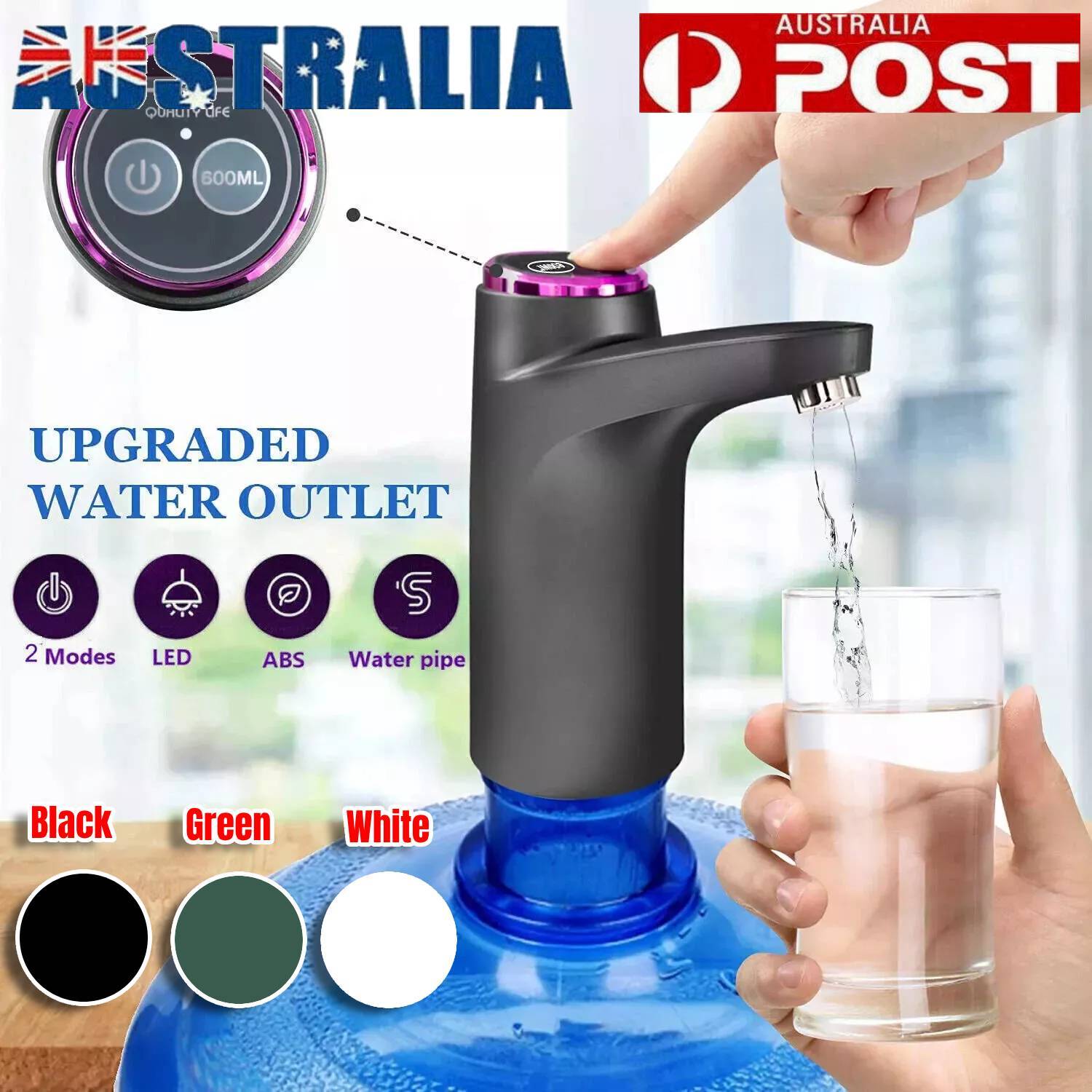 Automatic Water Bottle Pump 5 Gallon USB 600ml 1200 mHA battery Charging Cable