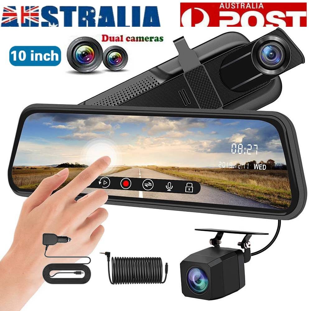 10in1080P Rearview Mirror Dash Camera Dual Lens Front Rear Reverse WDR 2.5K/4K