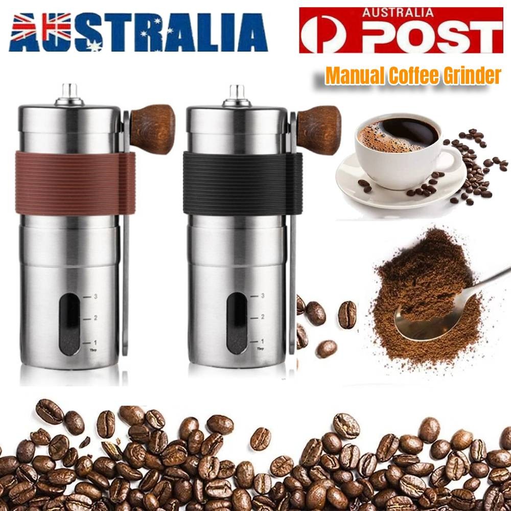 Portable Manual Coffee Grinder Ceramic Burr Bean Mill 30g Stainless Steel Black