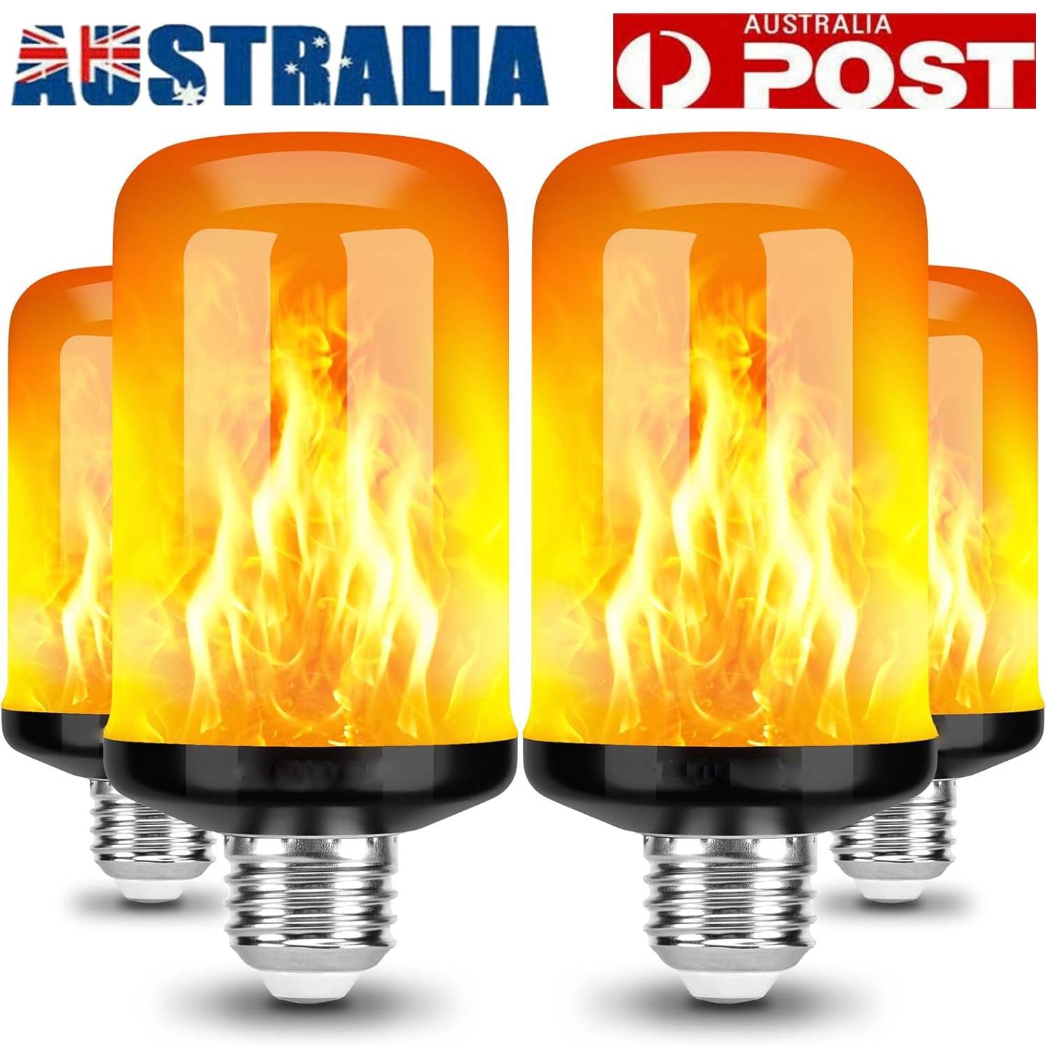 LED Flame Light Bulb E27 4 Modes Dimmable IP65 3-5W 85-265V yellow 65mm 99 beads