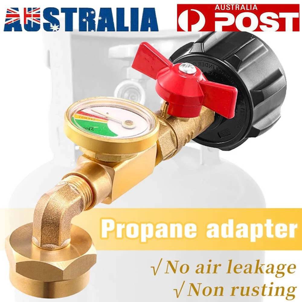 20-40LBS Cylinder QCC1 Propane Refill Elbow Adapter Gauge Brass 1LB Tank Valve