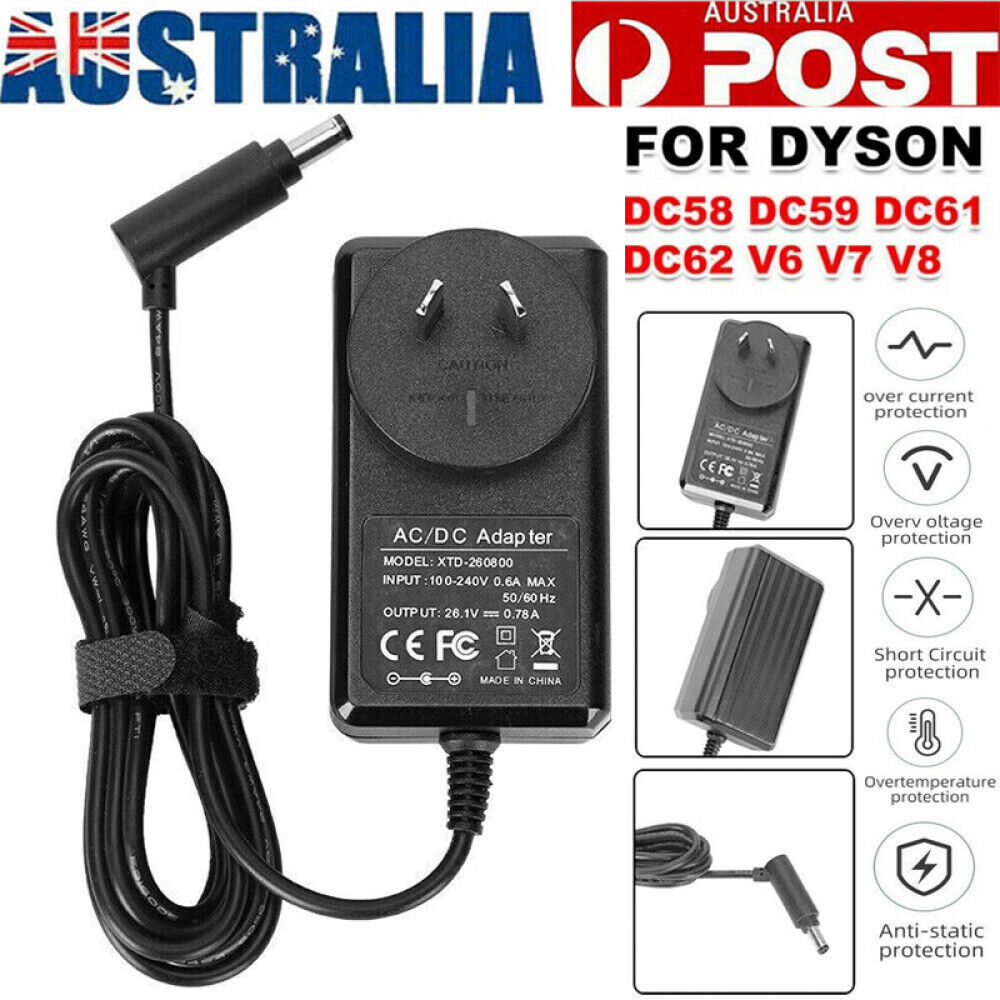 Dyson Battery Charger Adapter For V6 V7 V8 DC58 DC59 DC61 DC62 DC74 26.1V Black