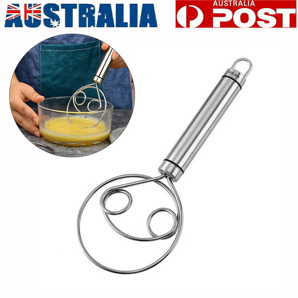 Stainless Steel Dough Whisk Eggbeater Mixer Manual Baking Flour Egg Tool Silver