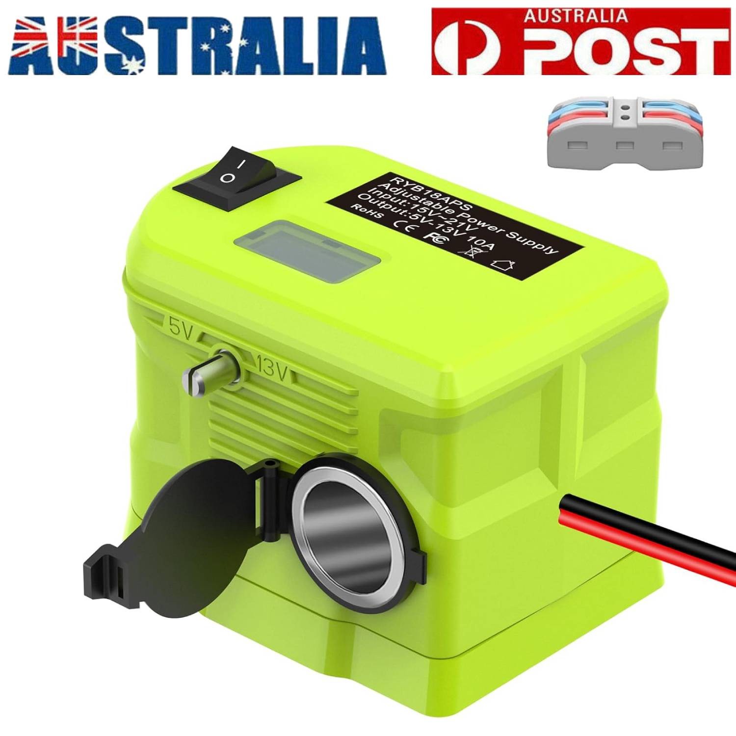 Ryobi 18V to 12V Step Down Converter Adapter DC 10A Max Green Cigarette Lighter