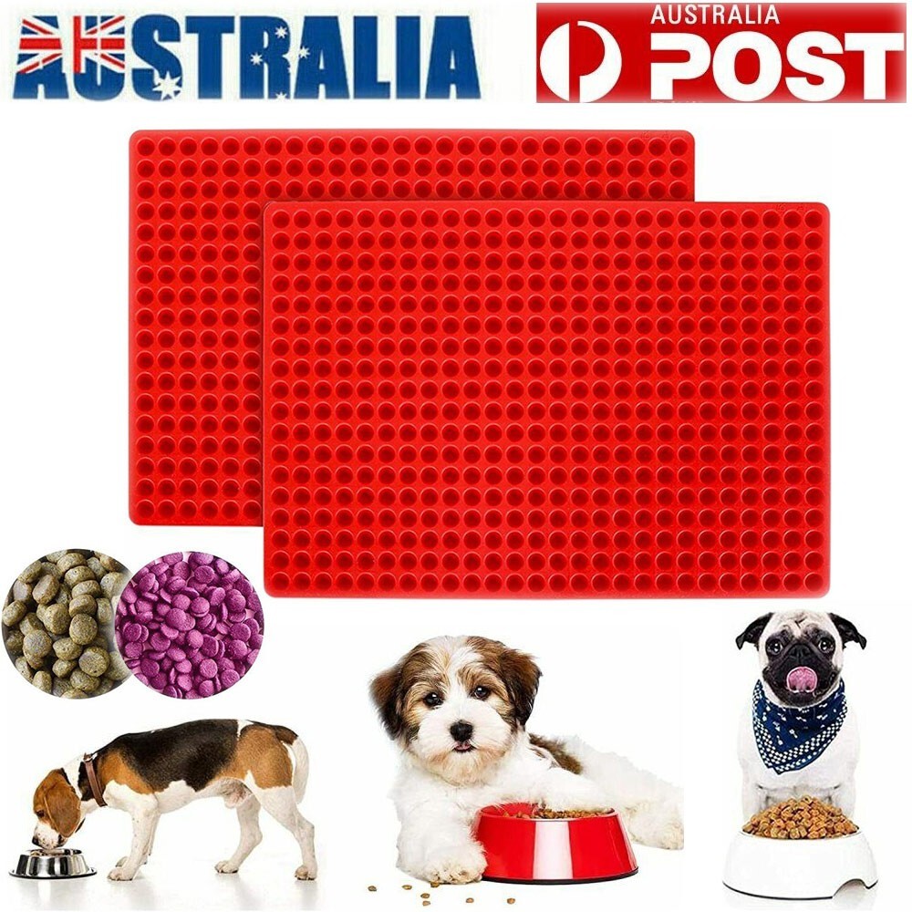 2X 468 Cavity Mini Round Silicone Dog Treat Mould Red Oven-Safe 39.6 26.7 cm