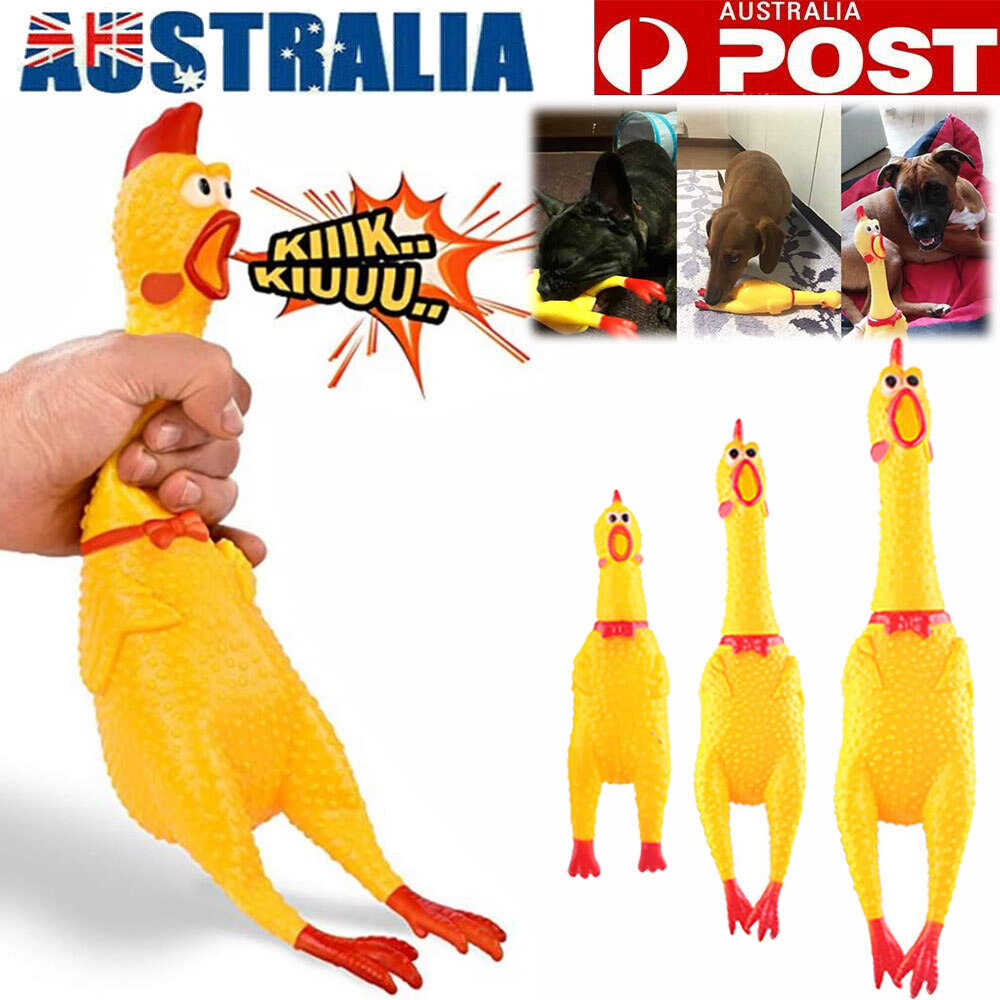 Screaming Chicken Toy Squeaker Yellow PVC Dog Chew Funny Squeeze 16cm Shrilling