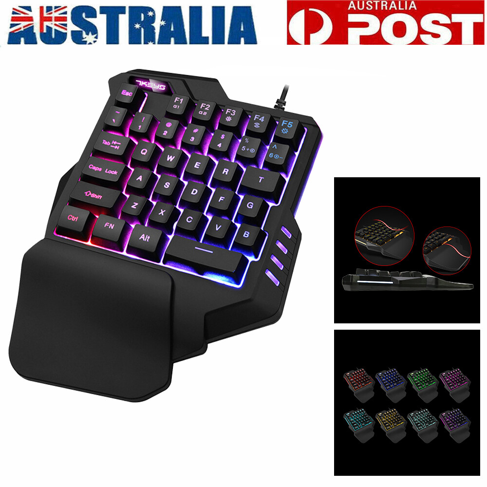 One-Handed Mechanical Gaming Keypad RGB Backlit USB 35 Key Blue Switch Black
