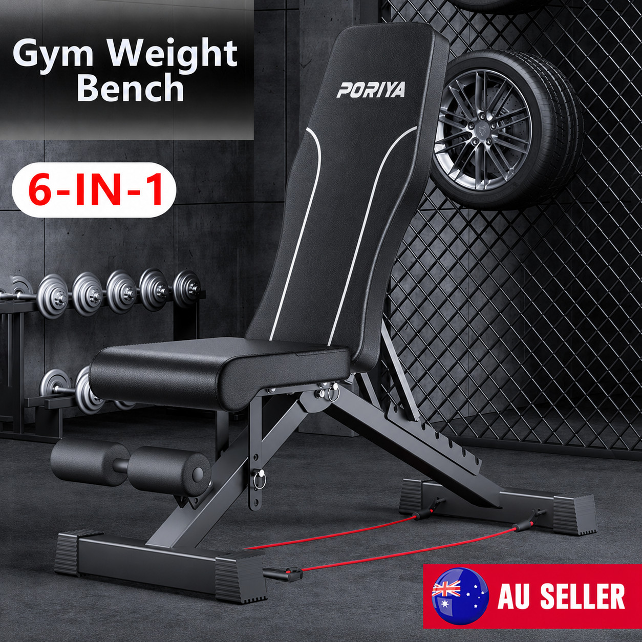 ADKING FID Bench Adjustable Foldable Incline Flat Decline 300kg Black Steel