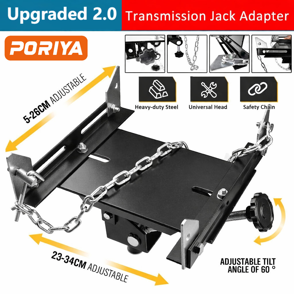 500KG Universal Transmission Jack Gearbox Removal Trolley Adaptor Black Steel