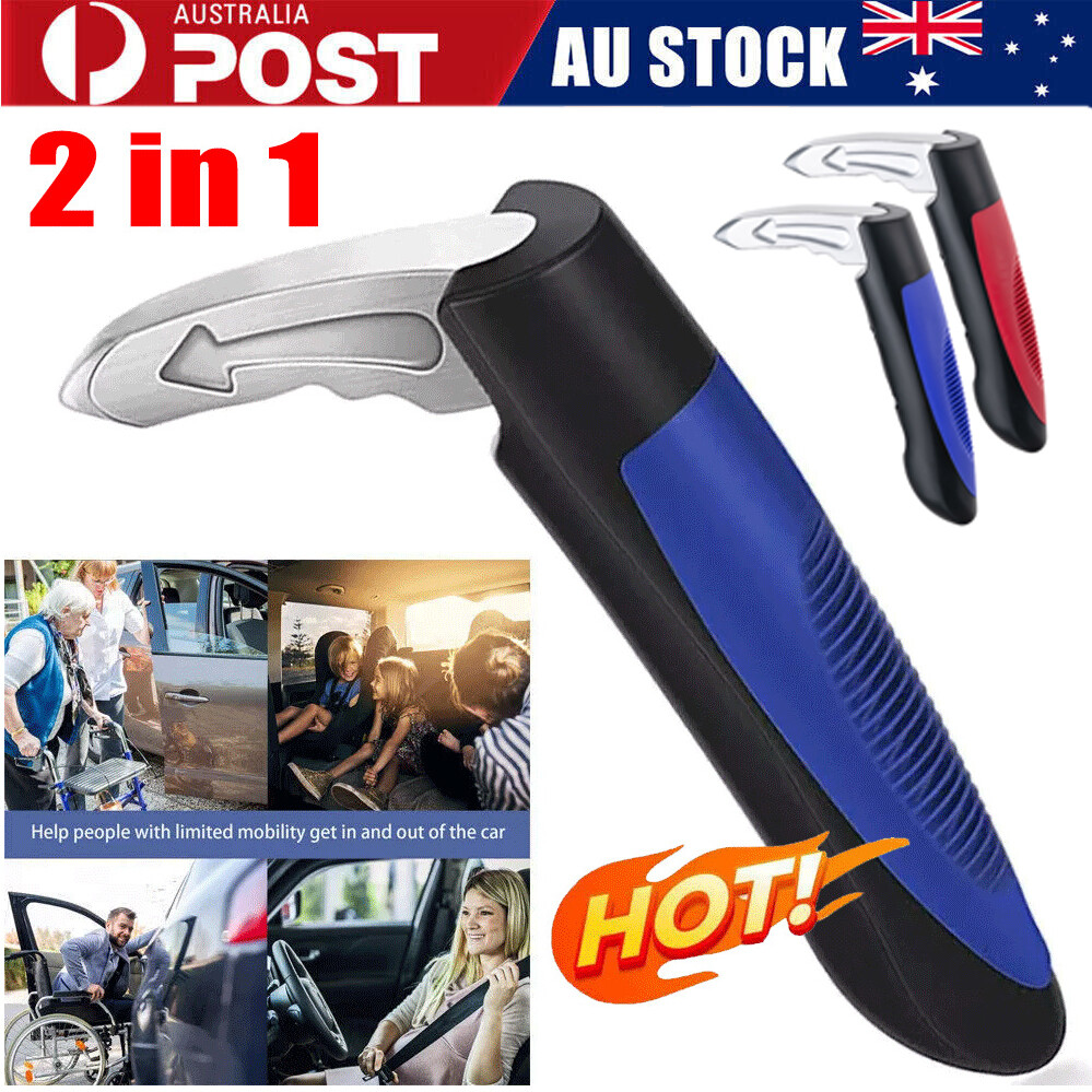 1/2x Portable Car Door Assist Handle U-Shaped Latch Bar Blue Lightweight Elderly