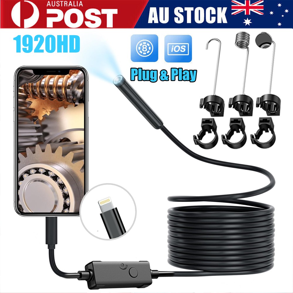 FebMiss HD Endoscope Borescope IP68 Waterproof 7.9mm 16.4ft Semi-Rigid 2.0MP