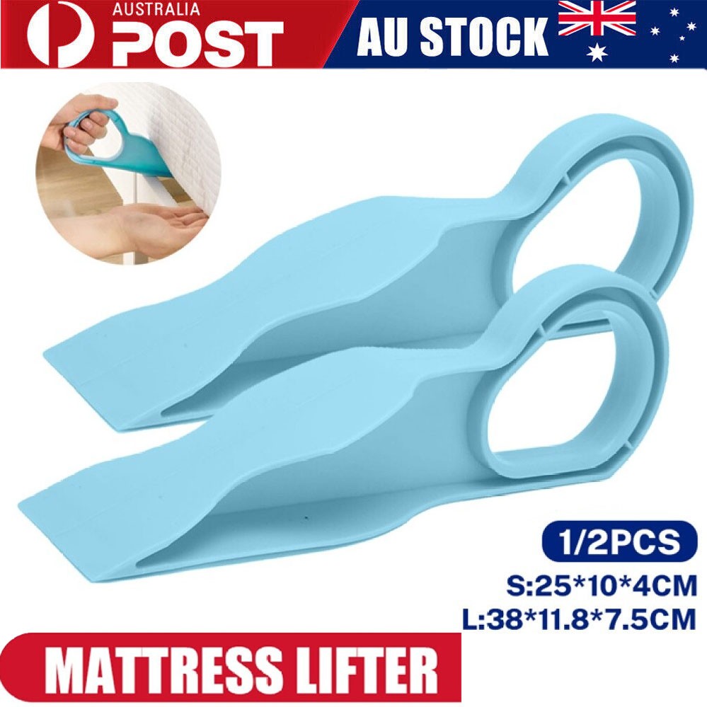 2x X-Large Ergonomic Mattress Lifter Wedge Elevator Bed Making Tool ABS Blue