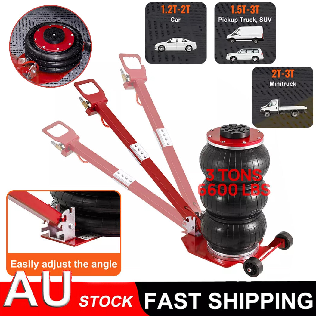 Triple Bag Air Jack 3 Ton/6600 lbs Pneumatic Steel Airbag Jack Car SUV Red 3T x1