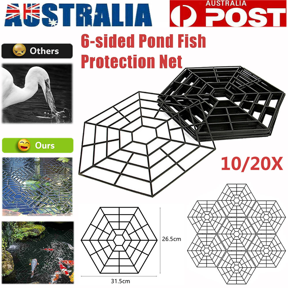 Pond Fish Guard Floating Grid Heron Net Black Plastic 10PCS 31.5x26.5x0.2cm